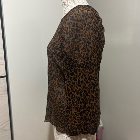 🤎🖤ZARA Animal Print Brown & Black Long Sleeve Blouse🖤🤎 - Picture 8 of 12
